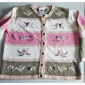 Northern Reflections Womens Long Sleeve Floral Sweater Size Large Easter Granny